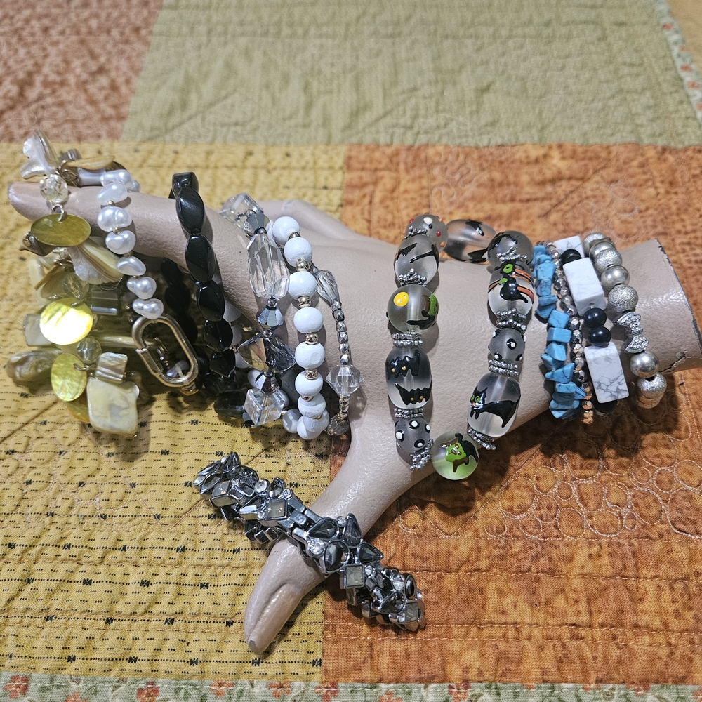 Elegant Multi-Color Beaded Stretch Bracelets Set Of 12